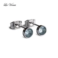 ✴︎海の宝石✴︎ つけっぱなしOK 天然 極上 アクアマリン ひと粒 ベゼルピアス 4mm 宝石質AAA 316 サージカルステンレス 両耳用 金属アレルギー対策 一粒スタッド