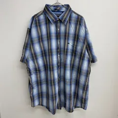 NAUTICA 半袖シャツ ネイビー オンブレチェック ビッグサイズ【メンズ2XL】