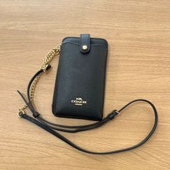 【EL6】コーチ　レザー　スマホショルダー　COACH　ブラック　ポーチ　KT10514