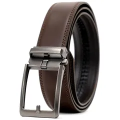 【新品】 [BEEL] ダークブラウン メンズ ビジネス 牛革 オートロック式 大きいサイズ 紳士用ベルト 1