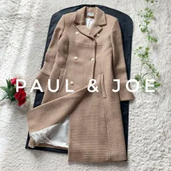 ポールアンドジョー　チェスターコート　ロングコート　ベージュホワイト　フランス製 サイズ36 ダブルブレスト ウールツイード Paul & JOE