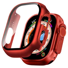 【在庫処分】3/2/1 Apple Watch ケース Ultra PC素材 Apple カバー Watch カバー ガラスフィルム アップルウォッチ 一体型 アップルウォッチ 対応 ケース 全面保護 高耐久 TEMEDO 高透過率 装着簡(49mmレッド)