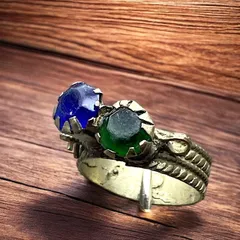 指輪 インディアンジュエリー リング 青 緑 エスニック 民族 19号 無骨 一点物 オリジナル 天然石 デザイン ビンテージ ヴィンテージ アンティーク ナバホ ズニ 等  p10/