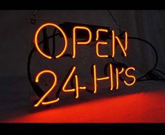 オーダーメイド　ネオンサイン 『24Hours OPEN』ネオン管 お洒落 看板 BAR バー 店舗 ディスプレイ 室内 アメリカン雑貨 集客効果 インテリア 雰囲気作り