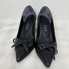 ダイアナ★DIANA★リボン☆レザーパンプス ★黒★22.5cm★ヒール高8cm