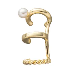 【ゴールド×ワンサイズ】[Cream dot. クリームドット公式] イヤーカフ レディース イヤーカフ イヤカフ 片耳用 3連 レイヤード風 パール ツイスト MIXメタル 大人