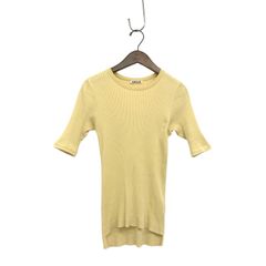 AURALEE オーラリー HIGH GAUGE RIB KNIT TEE リブ カットソー クルーネックTシャツ イエロー 1 A00T02HR