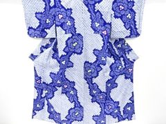 浴衣		未使用品　有松鳴海本絞り　花模様着物　【A】