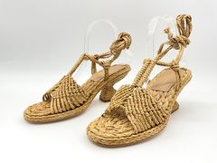 美品】ロベールクレジュリー ラフィア厚底ウェッジシューズ 38 