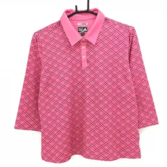 アディダス 七分袖ポロシャツ ピンク×白 チェック CLIMACOOL レディース OT/XG ゴルフウェア adidas