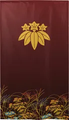 ■SIMON BAKER■のれん「家紋  笹龍謄  秋草」85x150cm ×7枚セット【日本製】暖簾 和風 家紋 目隠し 間仕切り 【家紋のれん】 【匿名配送らくらくメルカリ便 全国送料無料】