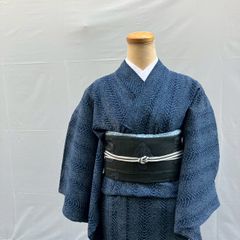 本麻高級着物 裄66 野澤屋 紺 ネイビー 仕立て上がり - メルカリ