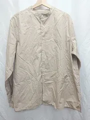 ◇ nano universe ナノユニバース スタンドカラー シンプル 長袖 シャツ サイズL ベージュ メンズ P  【1407260032939】