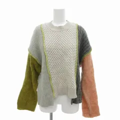 ケイビーエフ KBF アーバンリサーチ MIXカラーパッチワークニット セーター ドッキング 長袖 F グレー 緑 グリーン ピンク KB16-22J110 /FT