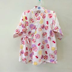 お子様用甚平　手毬と金魚柄　130c用　オフ白　Children's Summer Festival Jinbei