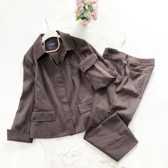 BURBERRY*バーバリーロンドン 大きいサイズ46 パンツスーツセットアップ ブラウン