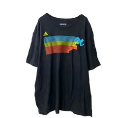 adidas 半袖 プリントTシャツ 2XL ブラック アディダス スポーツ ビッグサイズ 古着卸 アメリカ仕入 a705-5566