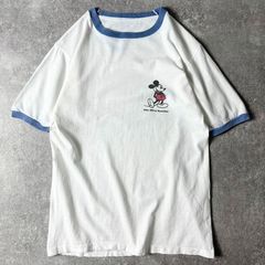 70s 80s ディズニー オフィシャル ミッキー プリント 半袖 リンガー Tシャツ / 70年代 80年代 ビンテージ シングル ステッチ