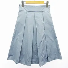 アルマーニ コレツィオーニ ARMANI COLLEZIONI フレア プリーツ スカート ミディ丈 ロング シルク混 サックスブルー 38 0824 ECOのサムネイル