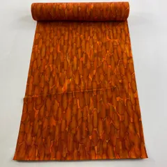 反物 優品 羽尺 羽織 和装コート 幾何学 オレンジ 正絹 【中古】