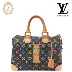 LOUIS VUITTON ルイヴィトン　ハンドバッグ　 モノグラム  マルチカラー  スピーディー30 ハンドバッグ 黒　M92642  （ゴールド金具）【中古】【送料無料】