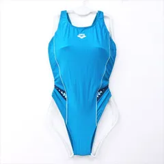 ●SE3Q41☆arenaアリーナ競泳水着 XL 大きいサイズ 水色 さらぴた オープンバック ホワイトライン 横ロゴ レディース 練習用水着 フィットネスジムプール ワンピース■