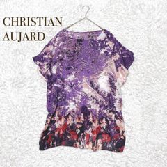 CHRISTIAN AUJARD クリスチャンオジャール【M】半袖カットソー 花柄　総柄　ウエストひも調節　ペイント柄　洗える素材　日本製 a546