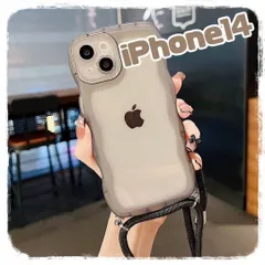 iPhone 14 スマホケース　シリコン　クリア　透明　バック　背面　カバー　波型　フォルム　可愛い　かわいい　ウェーブ　ショルダーストラップ　韓国　　オルチャン　アクスタ　2way　iphone14 pro iphone 14 plus　大人気　新品未使用