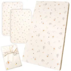 un doudou ディズニー ベビー 適度な硬さの敷き布団+3点 （シーツ＆防水シーツ＆防水敷パッド）4点セット 70×120cm 厚み6cm プー＆フレンズ ベビー用品 新品 新生児 固綿敷布団 マットレス 2つ折タイプ NZ3225-WSET