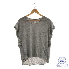 ☆美品☆ alcali アルカリ トップス カットソー レオパード 異素材切替 カジュアル フレンチスリーブ レディース グレー 901-7366 送料無料 古着