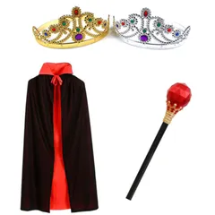 UTST 王様 杖 コスプレ マント 黒 ハロウィン 杖 ステッキ ドラキュラ マント 王冠 ゴールド 仮装 王冠 シルバー (九金銀杖ﾏﾝﾄ) [九金銀杖ﾏﾝﾄ]