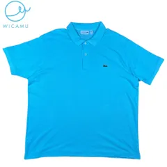 ラコステ　LACOSTE　半袖　ポロシャツ　胸ポケット　無地　ワニ　刺繍　ライトブルー