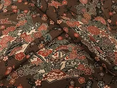 平和屋着物●上質な小紋　型染め　遠山花鳥文　鬼しぼ縮緬　正絹　逸品　AAAW4155np