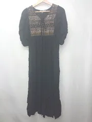 ◇ ⊂ H&M エイチアンドエム 刺繍 半袖 ロング丈 ワンピース サイズEUR M US M MX M ブラック系 レディース E  【1507100005533】