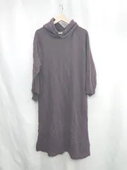 ◇ ⊇ GLOBAL WORK グローバルワーク フード付き 長袖 ロング丈 ワンピース サイズM ダークブラウン レディース E  【1502180083419】