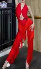 新品 未使用 新作 レオダートトップス＋フリンジパンツ 上下セット ラテンドレス オーダーメイド