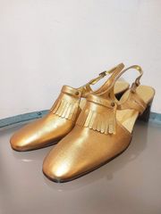 【未使用・新品】【公式正規取扱い】JeanPaulGAULTIER(ジャンポールゴルチェ) ミュール スリングバック ゴールド