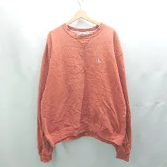 ◇ ⊇ Champion チャンピオン ワンポイント刺繍 長袖 スウェットトレーナー サイズL オレンジ系 レディース メンズ E  【1503060035269】