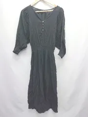 ◇ ⊂ SHIPS any シップス エニィ シンプル 無地 長袖 ロング ワンピース ブラック系 レディース E  【1507160014544】