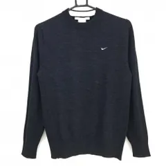 【超美品】ナイキゴルフ セーター 杢ダークグレー ロゴ刺しゅう ニット レディース M ゴルフウェア NIKE