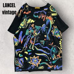 vintage ヴィンテージ　ランセル LANCEL paris Tシャツ　落書き柄　古着　半袖　レディース　M トップス