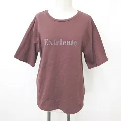 ノーブル NOBLE カットソー Tシャツ 半袖 丸首 ロゴ プリント 綿 茶 ブラウン