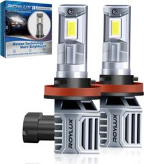 ROYLUX H8 H11 H16 共用 LEDフォグランプ LEDヘッドライト ファン搭載 LEDバルブ 6000K 超高輝度 車検対応 キャンセラー内蔵 ロービーム ハイビーム 冷却ファン付き 静音 2個入
