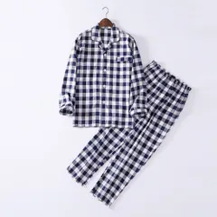 ☆ ネイビー×長袖長ズボン ☆ 2XL ☆ ルームウェア メンズ pk243 ルームウェア メンズ 上下 パジャマ 寝巻き 寝間着 寝巻 ルームウエア 部屋着 室内着 ナイトウェア ナイトウエア セットアップ 春 夏 前開き 綿 コットン 大きいサイズ