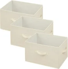 【特価セール】カラーボックス対応 衣類 取っ手付き 収納 完成品 【3個セット】 幅38×奥行25×高さ25cm 折り畳み 収納ボックス 収納ケース どこでも収納ボックス アイボリー [山善] YTCF-3P(IV)