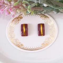 no.168　レジン　スクエア　ブラウン　ゴールドライン　ピアス　イヤリング　ハンドメイド