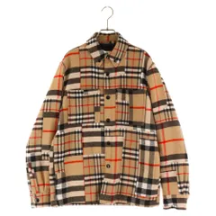 BURBERRY (バーバリー) 22SS CATERHAM BLOCK SHIRT パッチワークブロックチェック長袖ウールシャツジャケット ベージュ 8044216のサムネイル