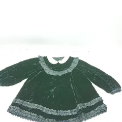 ◇ ⊇ Petit Fleur プティットフルール ベロア フリル キッズ 子供服 長袖 ロング ワンピース サイズ90 ブラック 女の子 E  【1502030026146】