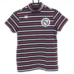 パーリーゲイツ 半袖ハイネックシャツ ネイビー×レッド ボーダー レディース 1(M) ゴルフウェア PEARLY GATES