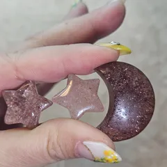 キラキラ✨ストロベリークォーツ✨お星さま&お月さま✨カービングセット✨